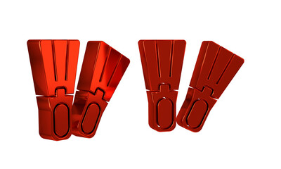 Red Rubber flippers for swimming icon isolated on transparent background. Diving equipment. Extreme sport. Sport equipment.