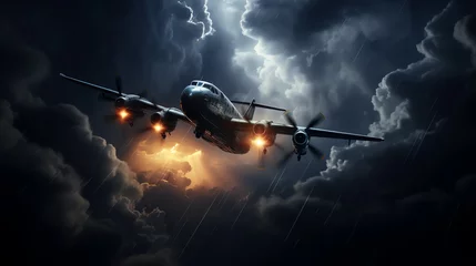 Ingelijste posters a plane flying in the sky © Veaceslav