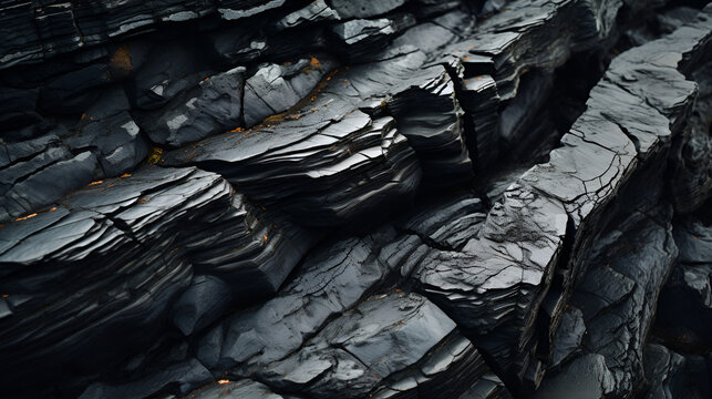 Texture of the black stones of the cliff, old stone wall texture background. Generative AI, Hyperzoom into the texture of a rock formationStone wall texture



