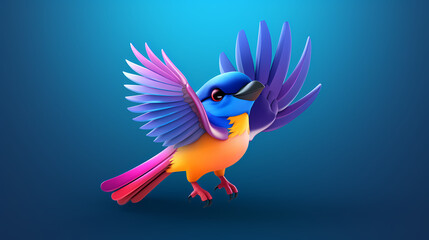 Stylized 3D birds perched on branches, showcasing vibrant colors and a serene representation of nature.