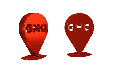 Red GMO icon isolated on transparent background. Genetically modified organism acronym. Dna food modification.