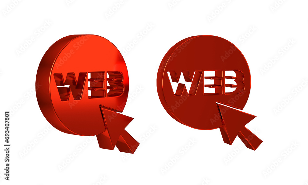 Poster red web and graphic design icon isolated on transparent background. creative and development.
