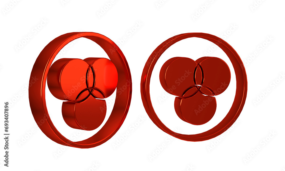 Poster red rgb and cmyk color mixing icon isolated on transparent background.