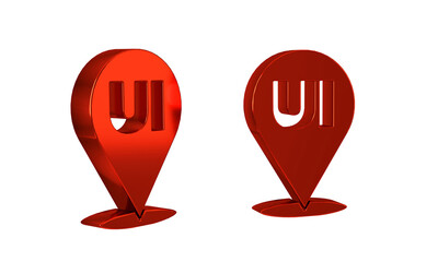 Red UI or UX design icon isolated on transparent background.