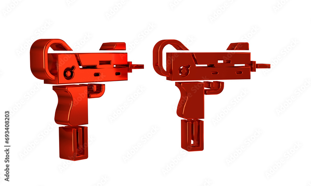 Aufkleber red uzi submachine gun icon isolated on transparent background. automatic weapon.