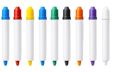 Magnetic Set Whiteboard Markers on a White or Clear Surface PNG Transparent Background