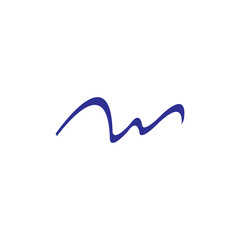 AW letter with sea wave logo design vector