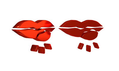 Red Herpes lip icon isolated on transparent background. Herpes simplex virus. Labial infection inflammation symbol. - obrazy, fototapety, plakaty