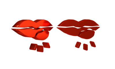 Red Herpes lip icon isolated on transparent background. Herpes simplex virus. Labial infection inflammation symbol.