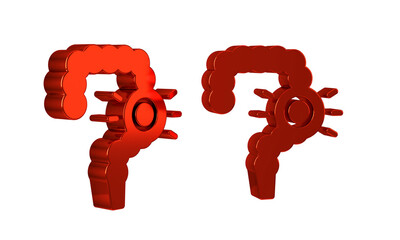 Red Gut constipation icon isolated on transparent background. Bowel problems.