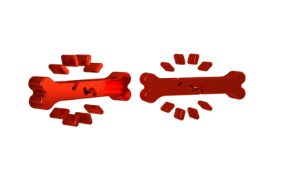 Red Bone pain icon isolated on transparent background. Orthopedic medical. Disease of the joints and bones, arthritis.