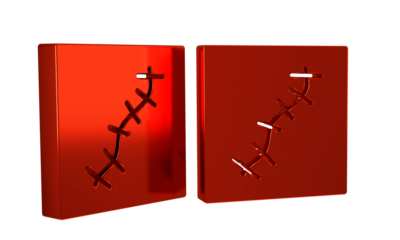Red Scar with suture icon isolated on transparent background.