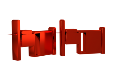 Red Hospital bed icon isolated on transparent background.