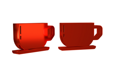 Red Coffee cup icon isolated on transparent background. Tea cup. Hot drink coffee.