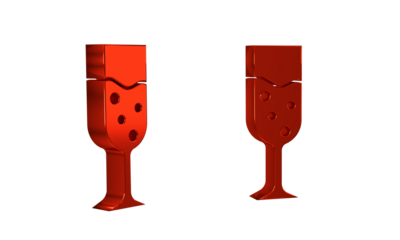Red Glass of champagne icon isolated on transparent background.