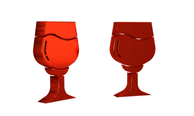 Red Wine glass icon isolated on transparent background. Wineglass sign.