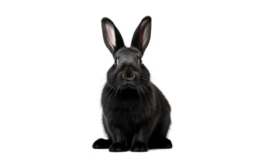 Obraz premium Sculpted Sitting Rabbit Sleek Black on a White or Clear Surface PNG Transparent Background