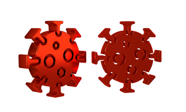 Red Virus icon isolated on transparent background. Corona virus 2019-nCoV. Bacteria and germs, cell cancer, microbe, fungi.