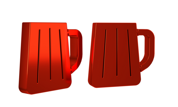 Red Wooden beer mug icon isolated on transparent background.