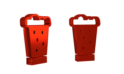 Red Glass of beer icon isolated on transparent background.