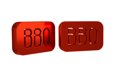 Red Barbecue icon isolated on transparent background. Heat symbol. BBQ grill party.