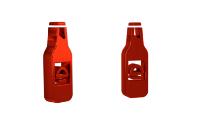 Red Beer bottle icon isolated on transparent background.