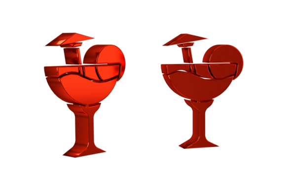 Red Cocktail and alcohol drink with umbrella icon isolated on transparent background.