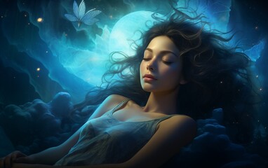 Young girl Sleep Relax and dreaming