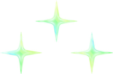 Aqua green gradient glow shiny abstract sparkles star shape clean icon.