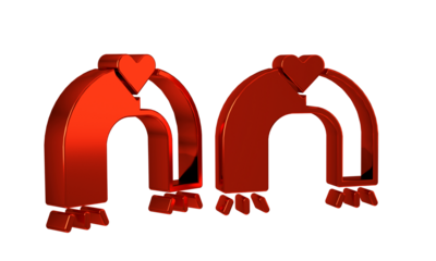 Red Love magnet icon isolated on transparent background.