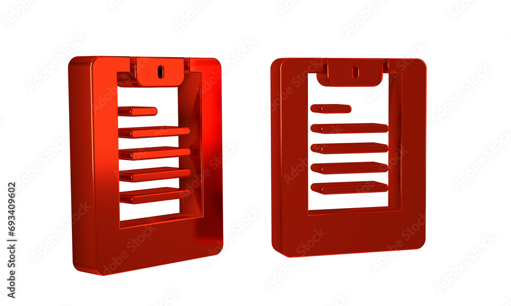 Poster red server, data report icon isolated on transparent background.
