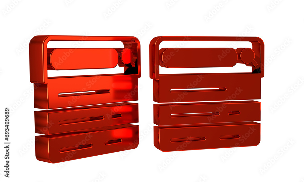 Poster red search engine icon isolated on transparent background.