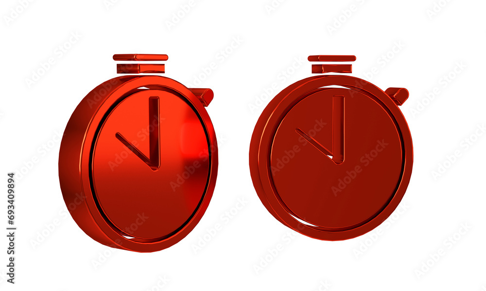 Poster red stopwatch icon isolated on transparent background. time timer sign. chronometer sign.