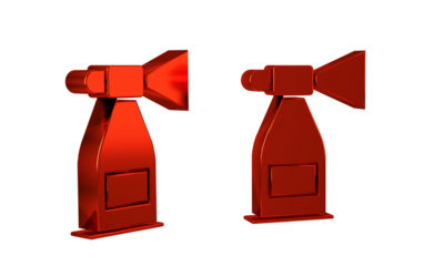 Red Air horn icon isolated on transparent background. Sport fans or citizens against government and corruption.