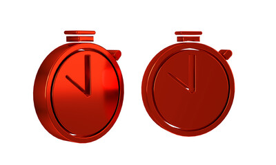 Red Stopwatch icon isolated on transparent background. Time timer sign. Chronometer sign.