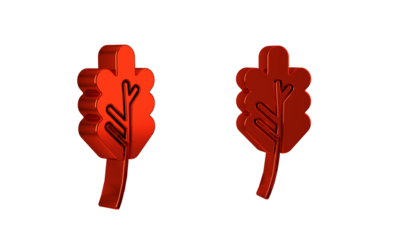 Red Leaf icon isolated on transparent background. Leaves sign. Fresh natural product symbol.