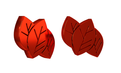 Red Leaf icon isolated on transparent background. Leaves sign. Fresh natural product symbol.