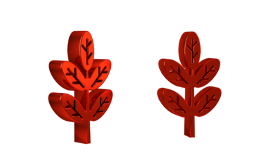 Red Leaf icon isolated on transparent background. Leaves sign. Fresh natural product symbol.