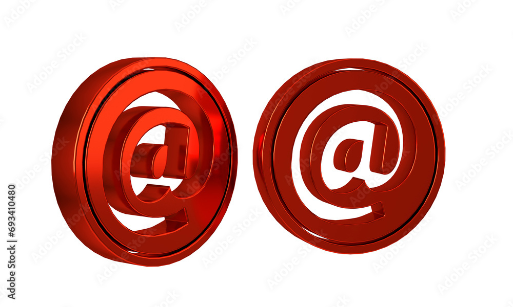 Poster red mail and e-mail icon isolated on transparent background. envelope symbol e-mail. email message s