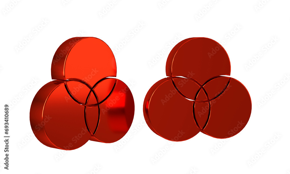 Poster red rgb and cmyk color mixing icon isolated on transparent background.