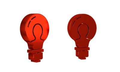 Red Light bulb with concept of idea icon isolated on transparent background. Energy and idea symbol. Inspiration concept.