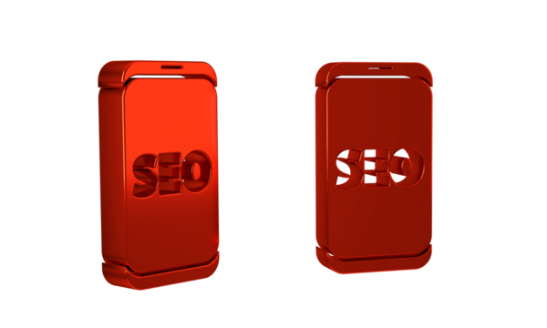 Red Mobile phone SEO optimization concept icon isolated on transparent background.