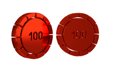 Red Casino chips icon isolated on transparent background. Casino gambling.