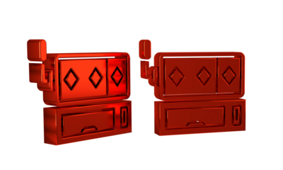 Red Slot machine icon isolated on transparent background.
