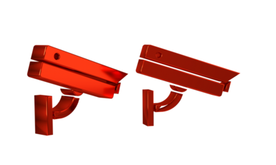 Red Security camera icon isolated on transparent background.
