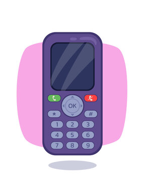 Dumb phone vector illustration. Modern mobile telephone. Anti smartphone, most minimalist phone concept