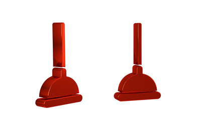 Red Rubber plunger with wooden handle for pipe cleaning icon isolated on transparent background....