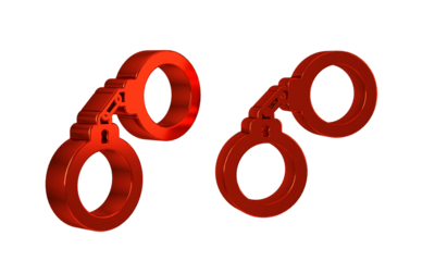 Red Handcuffs icon isolated on transparent background.