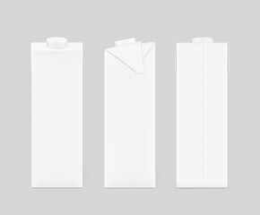 Set of universal mockup of a blank white box with a screw cap. Three side view. Vector illustration isolated on grey background, ready and simple to use for your design. EPS10.