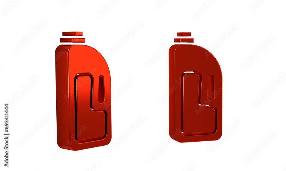Poster red container with drain cleaner icon isolated on transparent background. detergent in plastic bottl